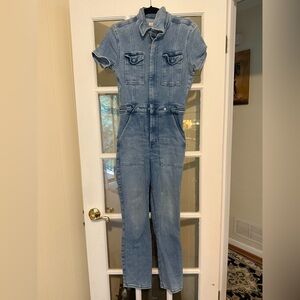 Good American Fit For Success Blue Denim Jumpsuit